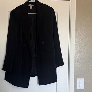 H&M Black Women's Double-Breasted Blazer Jacket